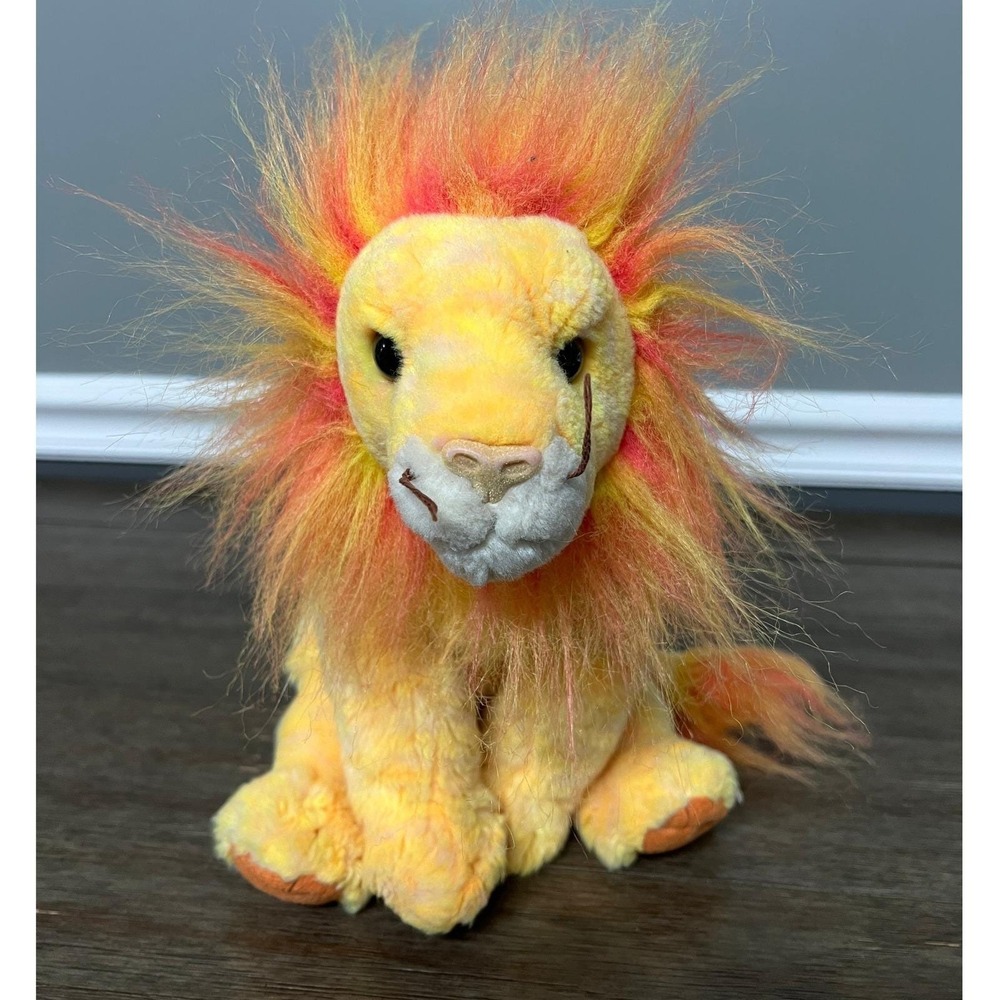 Vintage 2000 Ty Beanie Buddies Bushy the Lion Plush Yellow Orange Stuffed Animal